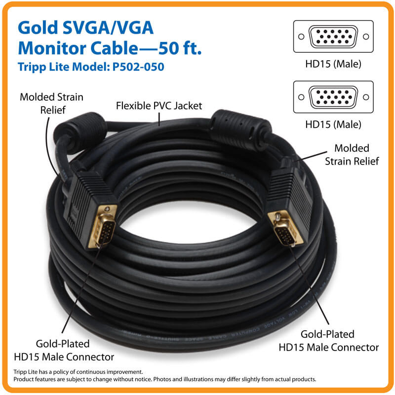 Cable VGA (HD15 M/M), 15.24 m [50 pies] - Tripplite