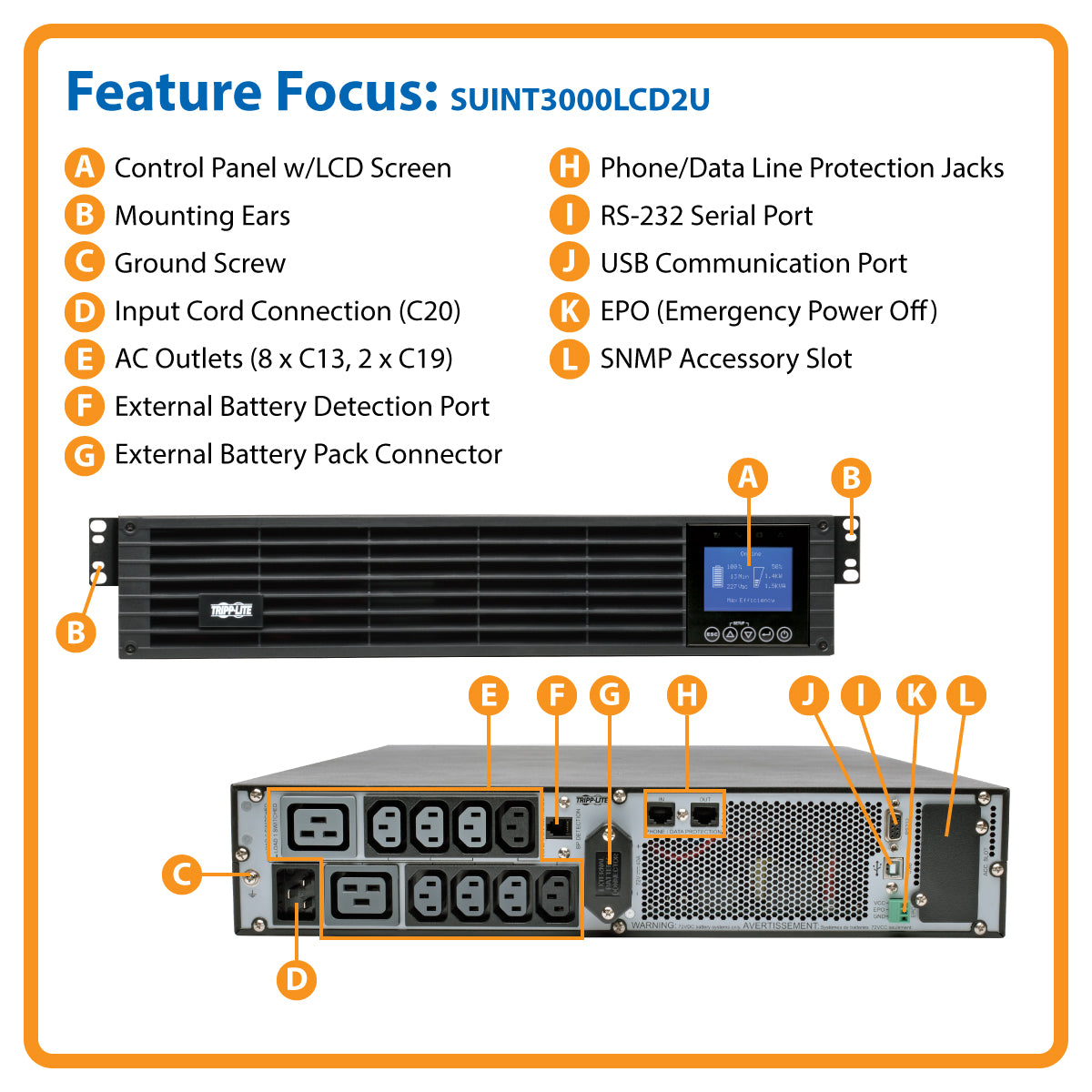 UPS  EN LINEA 3KVA  2.7KW RACK LCD 220V - TrippLite