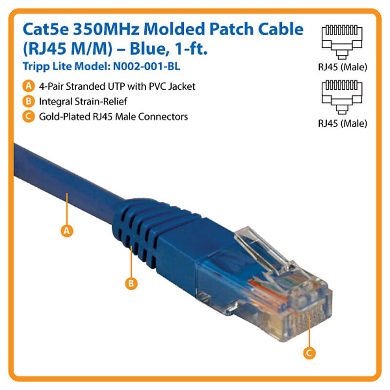 PATCH CORD DE 1 PIE CAT5E AZUL- Tripplite