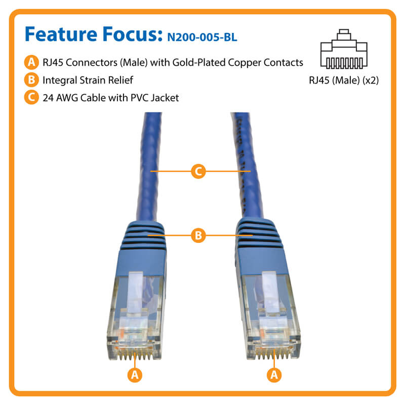 PATCH CORD DE 5 PIE CAT6 AZUL- Tripplite