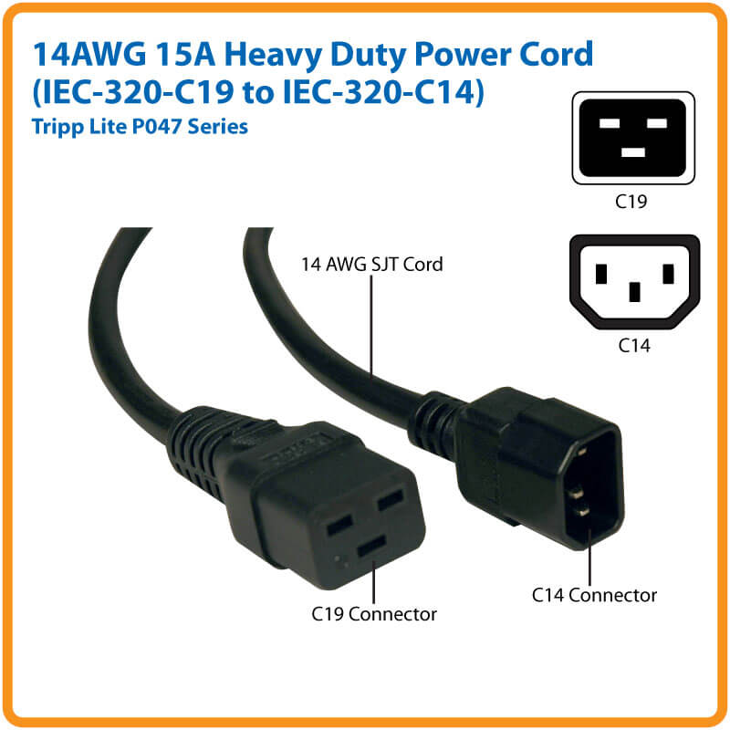 Cable c19 a c14 de 15 A. 3MTS- Tripplite