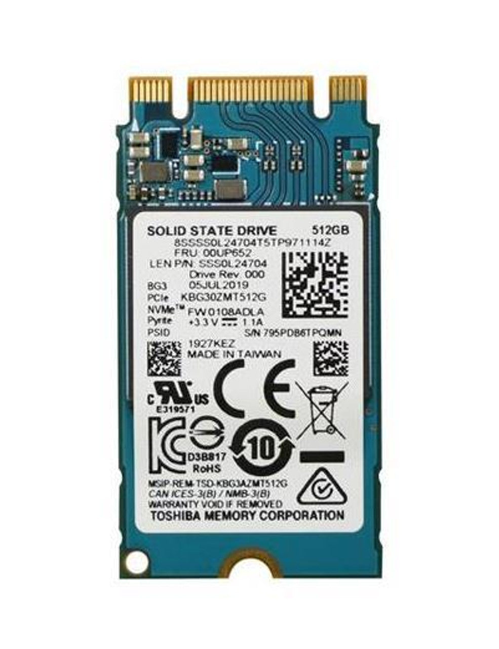 Disco Rígido SSD 512GB PCI Express 3.0 x4 M.2 2242 - Lenovo